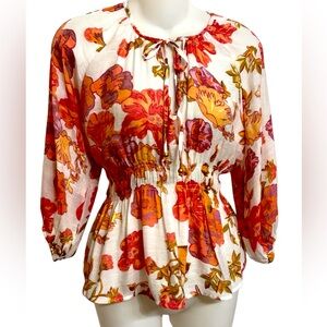 NWT *RARE * Gorgeous Harve Bernard Floral Edit Long Sleeve Blouse Size Medium